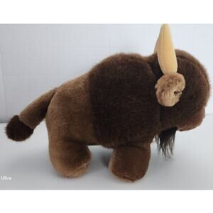 Vintage Dkin 1980s Buffalo Bison Brown Plush Stuffed Animal Soft Toy Collectible